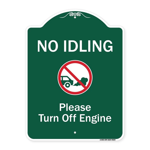Signmission No Idling Please Turn Off Engine W/ Graphic Heavy-Gauge Aluminum Sign, 24" x 18", GW-1824-9829 A-DES-GW-1824-9829 - main